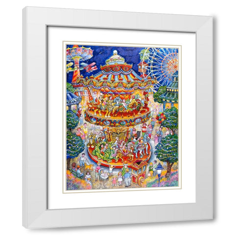 Carousel Dreams White Modern Wood Framed Art Print with Double Matting by Bell, Bill