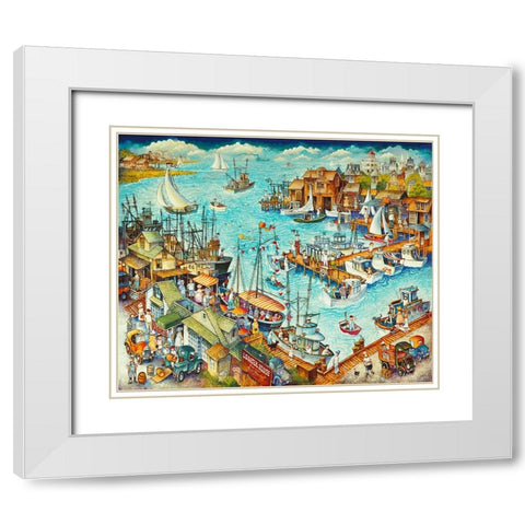 Marina / Cape May White Modern Wood Framed Art Print with Double Matting by Bell, Bill