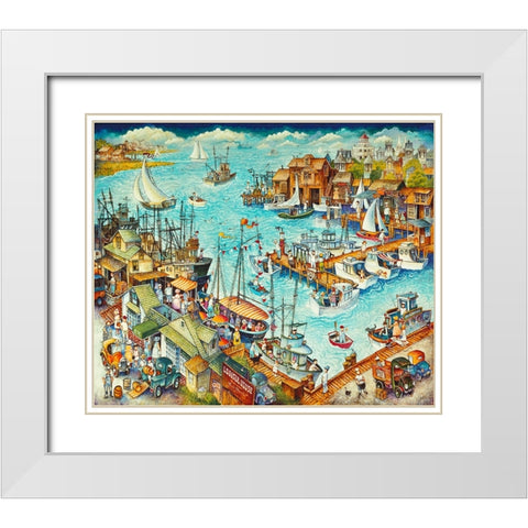 Marina / Cape May White Modern Wood Framed Art Print with Double Matting by Bell, Bill