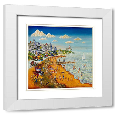 Cape May Beach White Modern Wood Framed Art Print with Double Matting by Bell, Bill