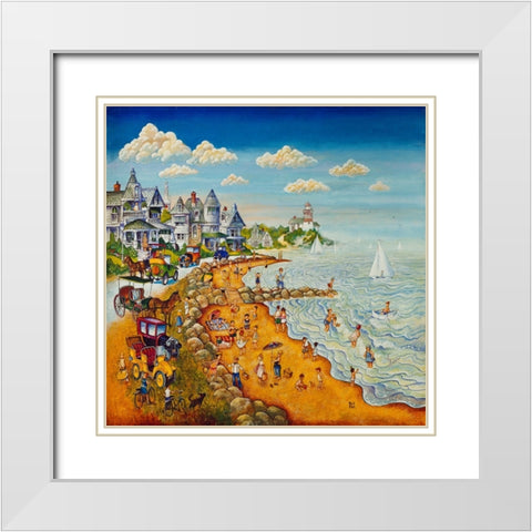 Cape May Beach White Modern Wood Framed Art Print with Double Matting by Bell, Bill