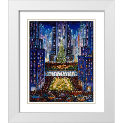 Rockefeller Center 2 Blue White Modern Wood Framed Art Print with Double Matting by Bell, Bill