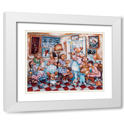 Check-Up Time White Modern Wood Framed Art Print with Double Matting by Bell, Bill