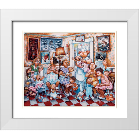 Check-Up Time White Modern Wood Framed Art Print with Double Matting by Bell, Bill