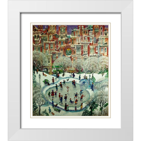 City Skaters White Modern Wood Framed Art Print with Double Matting by Bell, Bill