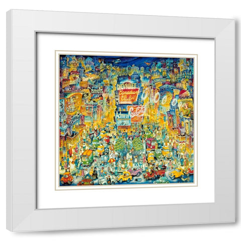 New York Times Square White Modern Wood Framed Art Print with Double Matting by Bell, Bill