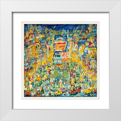 New York Times Square White Modern Wood Framed Art Print with Double Matting by Bell, Bill