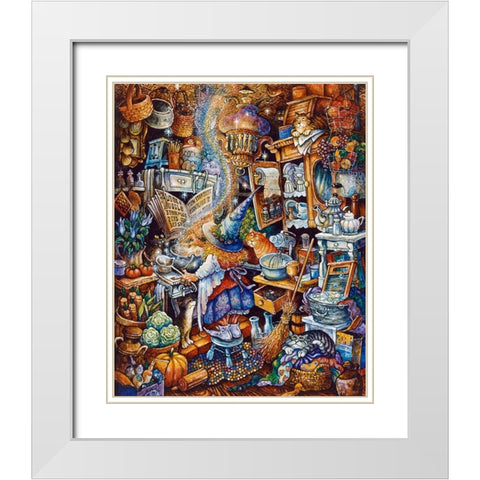 Kitchen Witch 2 White Modern Wood Framed Art Print with Double Matting by Bell, Bill