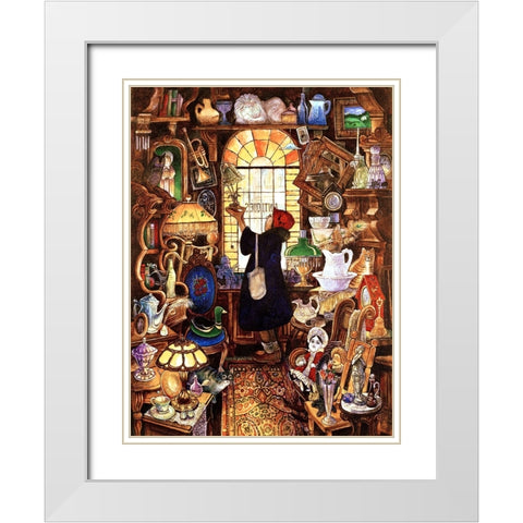 Antique Lady Dark Coat White Modern Wood Framed Art Print with Double Matting by Bell, Bill