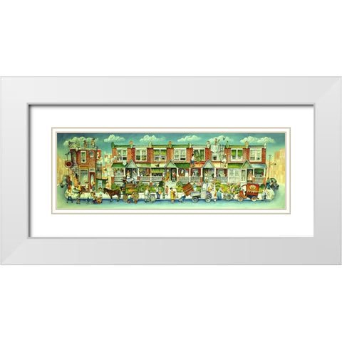 Addison Street White Modern Wood Framed Art Print with Double Matting by Bell, Bill