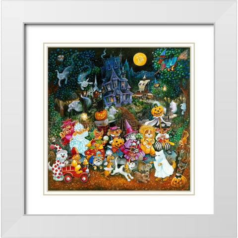 Howl-O-Ween Dogs 2 White Modern Wood Framed Art Print with Double Matting by Bell, Bill