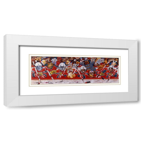 Hockey Mutts White Modern Wood Framed Art Print with Double Matting by Bell, Bill