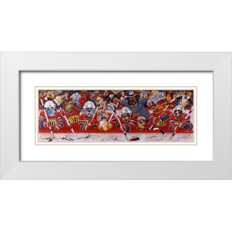 Hockey Mutts White Modern Wood Framed Art Print with Double Matting by Bell, Bill