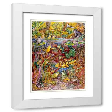 Leap Frog White Modern Wood Framed Art Print with Double Matting by Bell, Bill