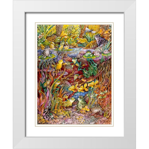 Leap Frog White Modern Wood Framed Art Print with Double Matting by Bell, Bill