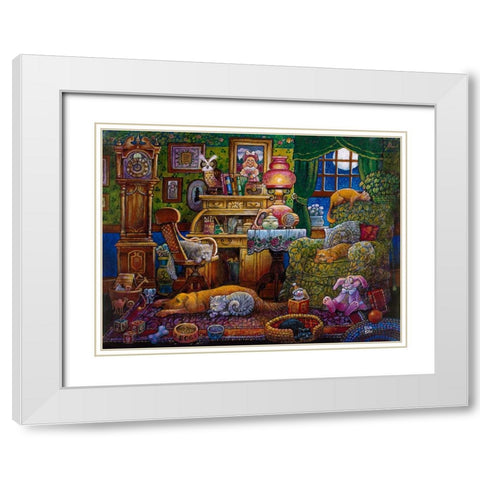 Bedtime White Modern Wood Framed Art Print with Double Matting by Bell, Bill