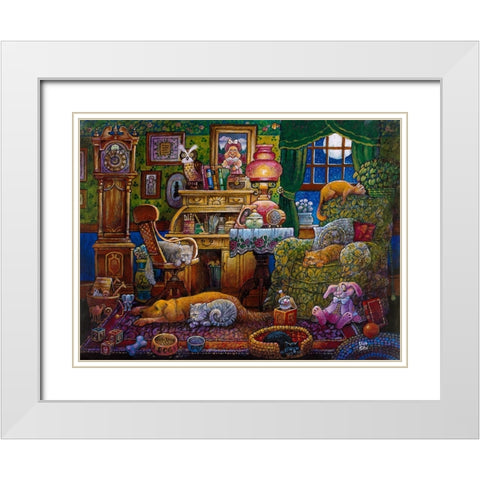 Bedtime White Modern Wood Framed Art Print with Double Matting by Bell, Bill