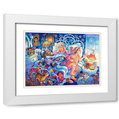 Night B4 H White Modern Wood Framed Art Print with Double Matting by Bell, Bill