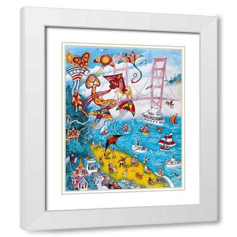 Goldengate Kites White Modern Wood Framed Art Print with Double Matting by Bell, Bill