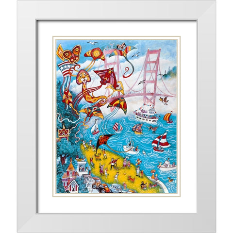 Goldengate Kites White Modern Wood Framed Art Print with Double Matting by Bell, Bill