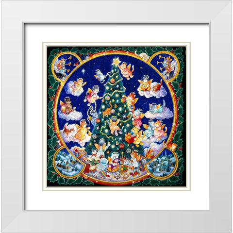 Angel Cats White Modern Wood Framed Art Print with Double Matting by Bell, Bill