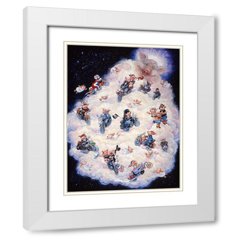 Hog Heaven White Modern Wood Framed Art Print with Double Matting by Bell, Bill