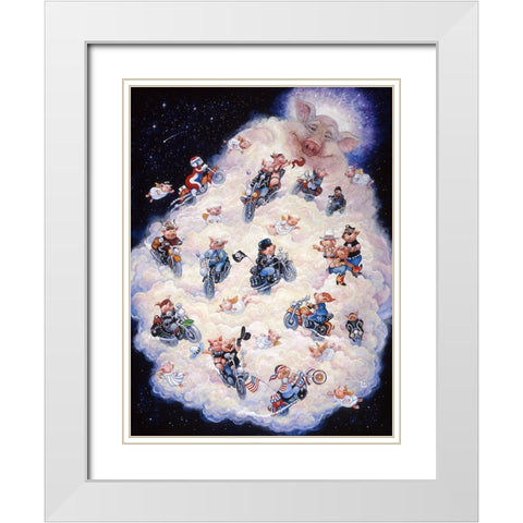 Hog Heaven White Modern Wood Framed Art Print with Double Matting by Bell, Bill