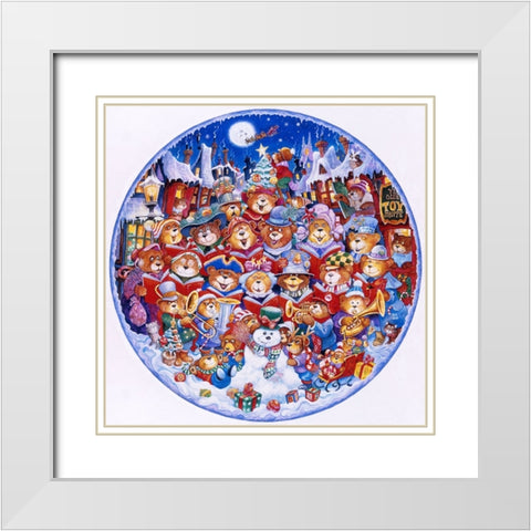 Teddy Bear Christmas (Plate Crop) White Modern Wood Framed Art Print with Double Matting by Bell, Bill