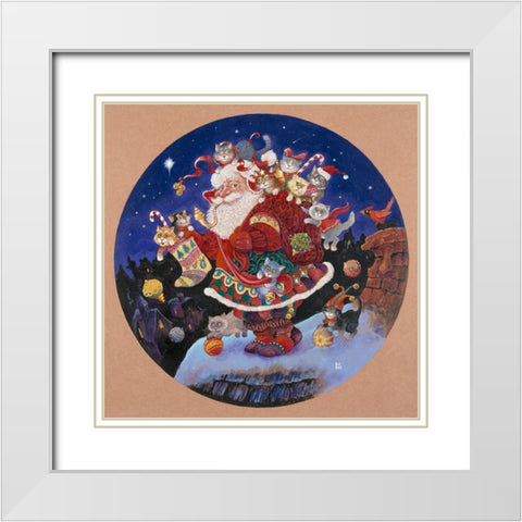 Here Comes Santa Claus (Pc) White Modern Wood Framed Art Print with Double Matting by Bell, Bill