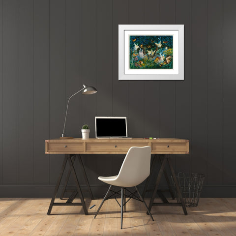 Forest Fairies White Modern Wood Framed Art Print with Double Matting by Bell, Bill