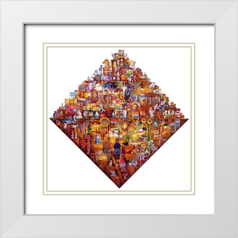 Antique Attic White Modern Wood Framed Art Print with Double Matting by Bell, Bill
