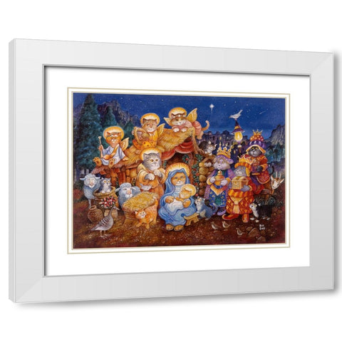 O Starry Night White Modern Wood Framed Art Print with Double Matting by Bell, Bill