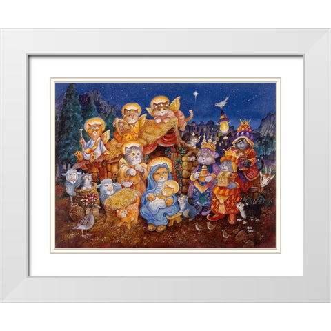 O Starry Night White Modern Wood Framed Art Print with Double Matting by Bell, Bill