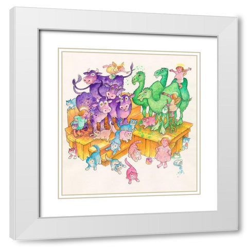 Painted Animals White Modern Wood Framed Art Print with Double Matting by Bell, Bill