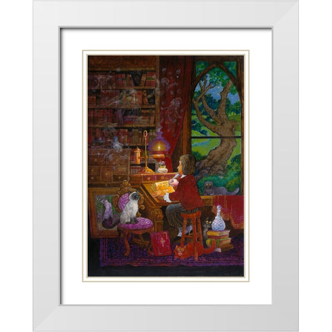 Taking Notes White Modern Wood Framed Art Print with Double Matting by Bell, Bill