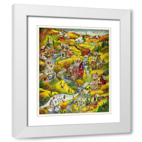 Country Autumn White Modern Wood Framed Art Print with Double Matting by Bell, Bill