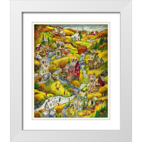 Country Autumn White Modern Wood Framed Art Print with Double Matting by Bell, Bill