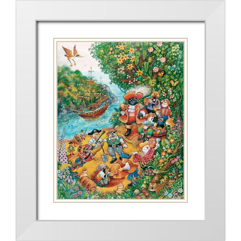 Black Dogs Treasure Island White Modern Wood Framed Art Print with Double Matting by Bell, Bill