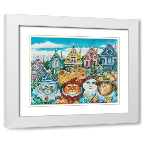 Painted Ladies White Modern Wood Framed Art Print with Double Matting by Bell, Bill