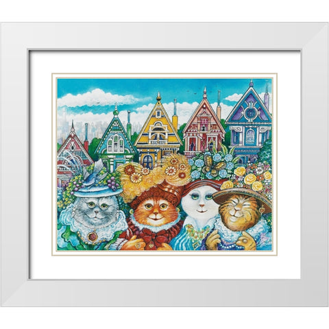 Painted Ladies White Modern Wood Framed Art Print with Double Matting by Bell, Bill