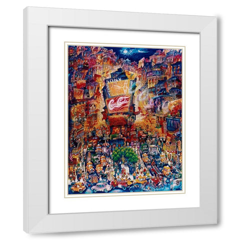 Memories Of Times Square White Modern Wood Framed Art Print with Double Matting by Bell, Bill