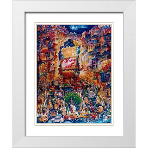Memories Of Times Square White Modern Wood Framed Art Print with Double Matting by Bell, Bill