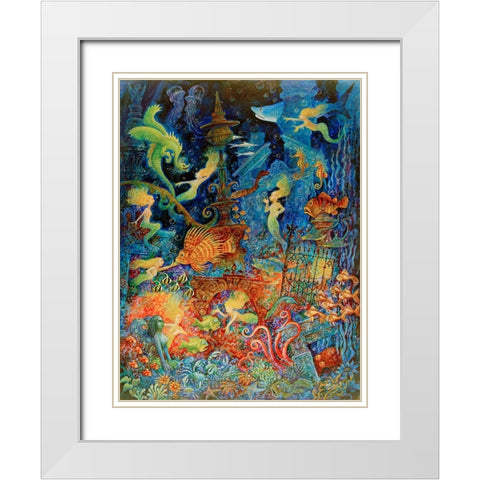 Mermaids Of Atlantis White Modern Wood Framed Art Print with Double Matting by Bell, Bill