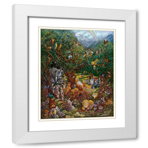 Adam And Eve White Modern Wood Framed Art Print with Double Matting by Bell, Bill