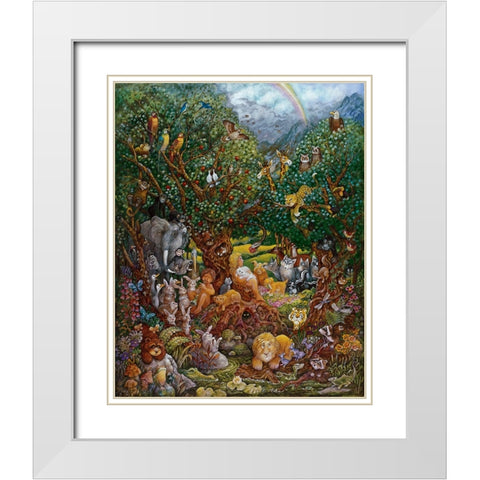 Adam And Eve White Modern Wood Framed Art Print with Double Matting by Bell, Bill