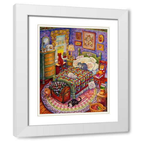 More Bedroom Cats White Modern Wood Framed Art Print with Double Matting by Bell, Bill