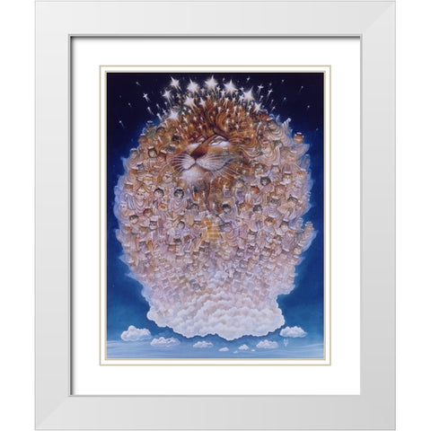 Cat Heaven White Modern Wood Framed Art Print with Double Matting by Bell, Bill