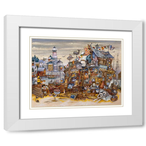 Captains Treasure White Modern Wood Framed Art Print with Double Matting by Bell, Bill