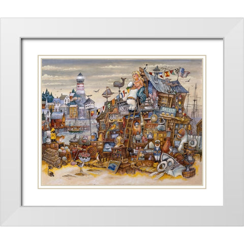 Captains Treasure White Modern Wood Framed Art Print with Double Matting by Bell, Bill