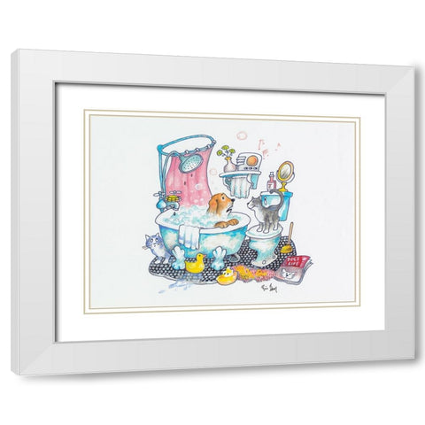 Bubbles On The Head White Modern Wood Framed Art Print with Double Matting by Bell, Bill